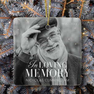 In Loving Memory Modern Elegant Photo Memorial Ceramic Ornament