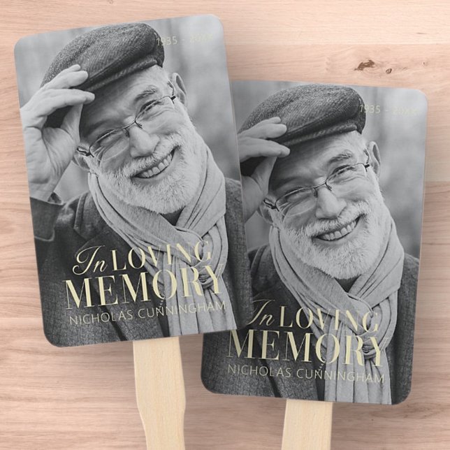 In Loving Memory Modern Elegant Photo Memorial Hand Fan (Creator Uploaded)
