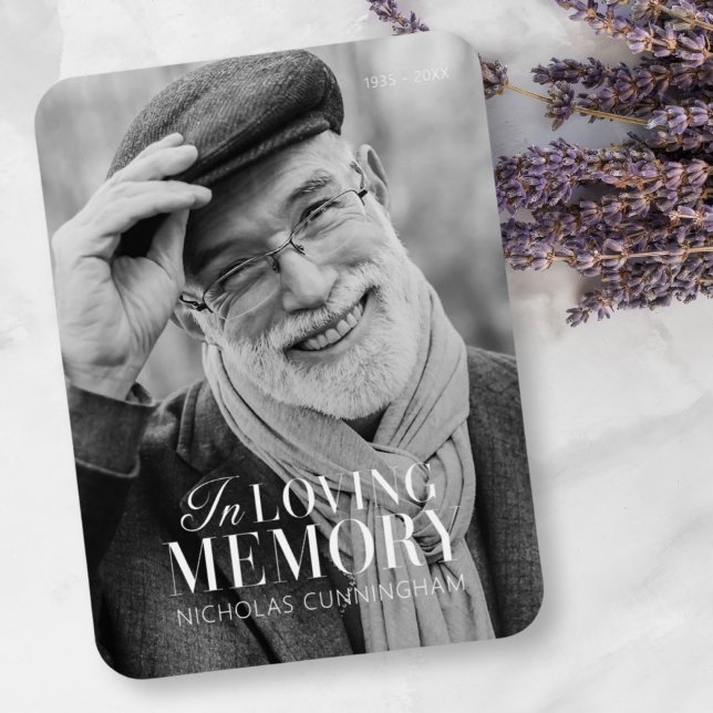 In Loving Memory Modern Elegant Photo Memorial Magnet (Creator Uploaded)