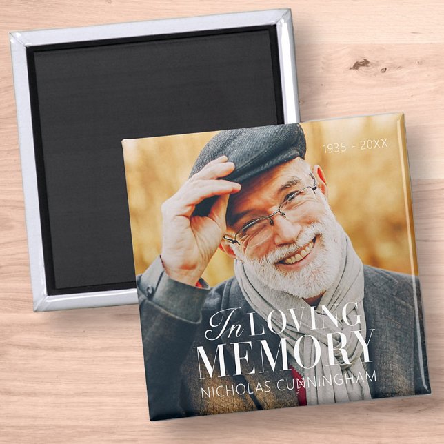 In Loving Memory Modern Elegant Photo Memorial Magnet (Creator Uploaded)