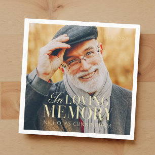 In Loving Memory Modern Elegant Photo Memorial Napkin