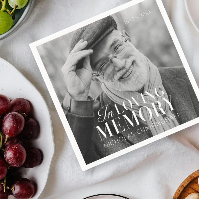 In Loving Memory Modern Elegant Photo Memorial Napkin (Creator Uploaded)