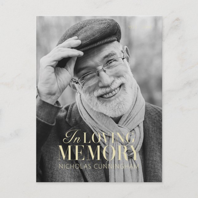 In Loving Memory Modern Elegant Photo Memorial Postcard (Front)