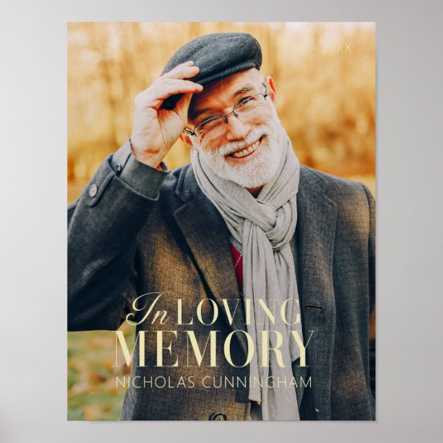 In Loving Memory Modern Elegant Photo Memorial Poster (Front)