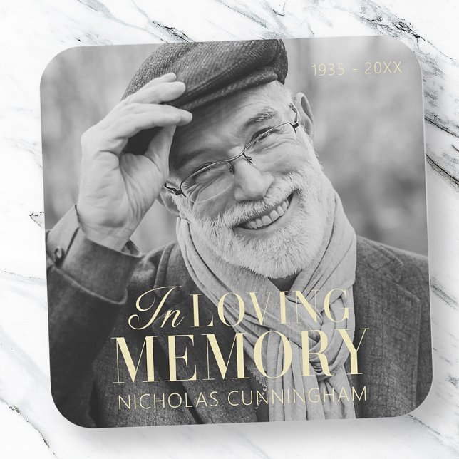 In Loving Memory Modern Elegant Photo Memorial Square Sticker (Creator Uploaded)