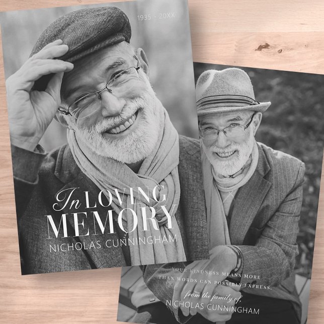 In Loving Memory Modern Elegant Photo Memorial Thank You Card (Creator Uploaded)