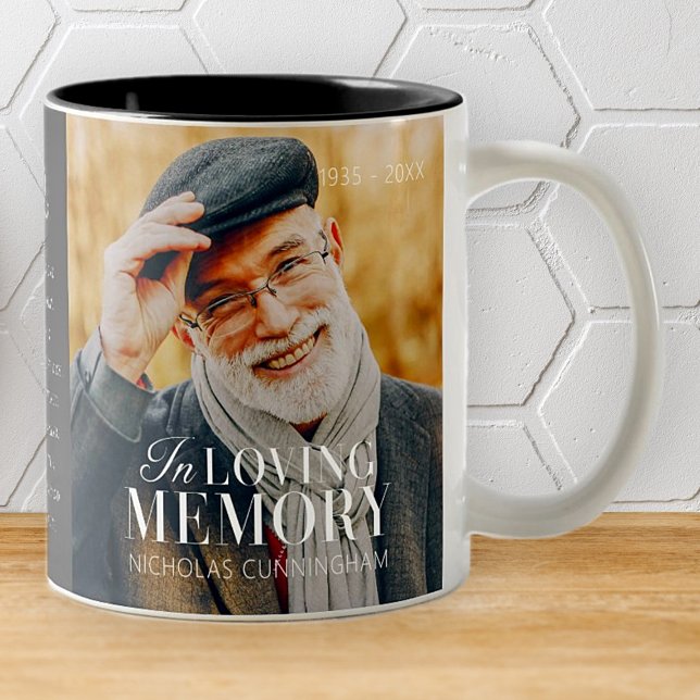In Loving Memory Modern Elegant Photo Memorial Two-Tone Coffee Mug (Creator Uploaded)