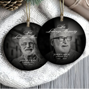 In Loving Memory Modern Memorial Keepsake Photo Ceramic Ornament
