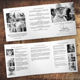In Loving Memory Modern Minimal 14-Photo Funeral Tri-Fold Programme