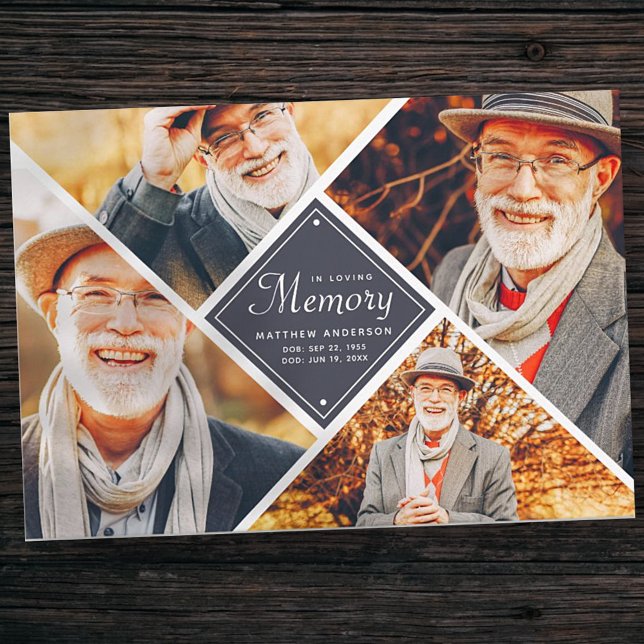 In Loving Memory Modern Multi Photo Thank You Card (Creator Uploaded)