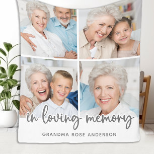 In Loving Memory Modern Photo Collage Fleece Blanket