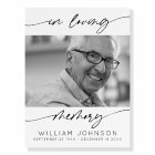In Loving Memory Modern Script Photo Funeral 