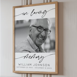In Loving Memory Modern Script Photo Funeral  Poster
