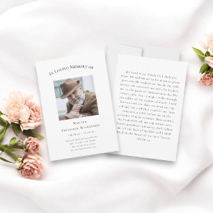 in loving memory modern simple photo prayer card