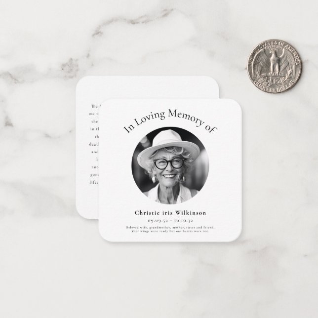 in loving memory modern simple prayer card  (Front/Back In Situ)