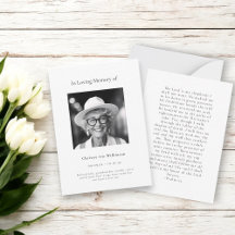 in loving memory modern simple prayer card 