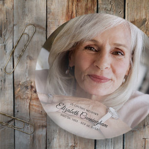 In Loving Memory Modern Vignette Photo Keepsake 6 Cm Round Badge