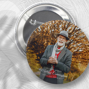In Loving Memory Modern Vignette Photo Keepsake 6 Cm Round Badge