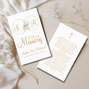 In Loving Memory Monogram Funeral Prayer Card