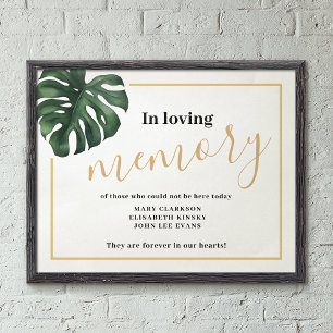In loving memory Monstera Leaf Wedding Sign