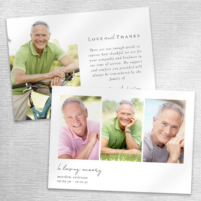 In Loving Memory Multiple Photo Sympathy Funeral Thank You Card (Creator Uploaded)