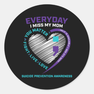 In Loving Memory  Mum Suicide Awareness Prevention Classic Round Sticker