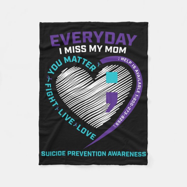 In Loving Memory Mum Suicide Awareness Prevention  Fleece Blanket (Front)