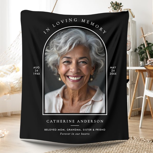 In Loving Memory Name, Custom Quote & Photo Fleece Blanket (Creator Uploaded)