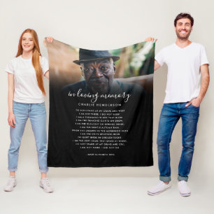 In Loving Memory Name, Custom Quote & Photo Fleece Blanket
