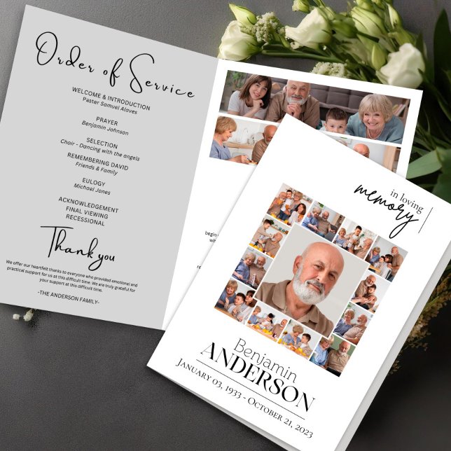 In Loving Memory Obituary Photo Collage Funeral Flyer (obituary template,funeral program,order of service,celebration of life,funeral booklet,funeral cards)