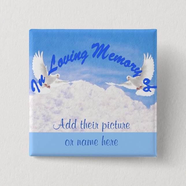 In Loving Memory of.._Button 15 Cm Square Badge (Front)