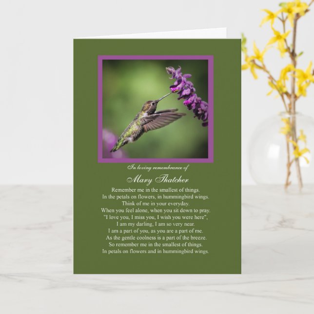In loving Memory of Custom Name Sympathy Spiritual Card (Yellow Flower)