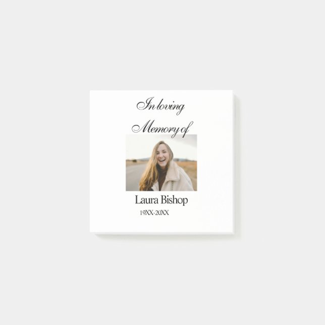 In loving memory of funeral keepsake add name year post-it notes (Front)