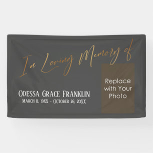 In Loving Memory of Gold Dark Grey w/ Photo Space Banner