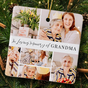 In Loving Memory of Grandma Modern Photo Collage Ceramic Ornament