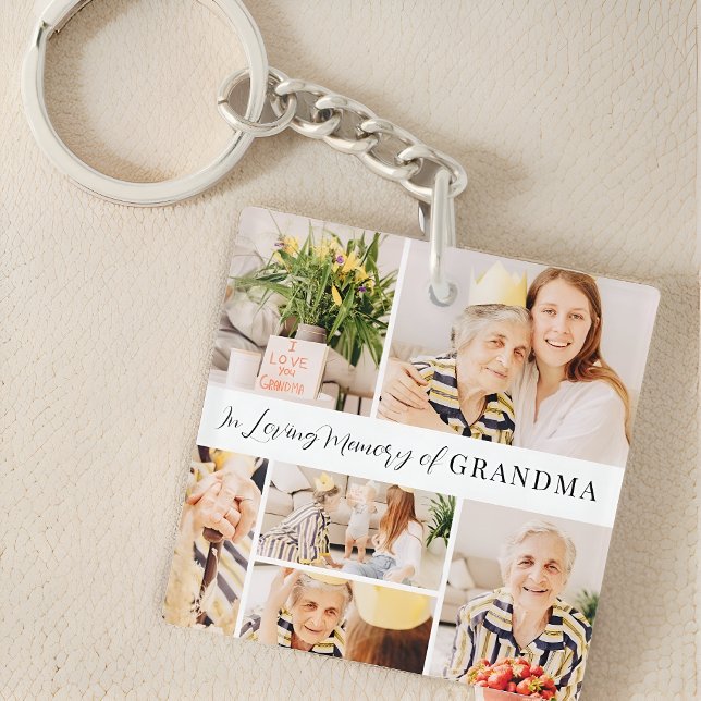 In Loving Memory of Grandma Modern Photo Collage Key Ring (Creator Uploaded)