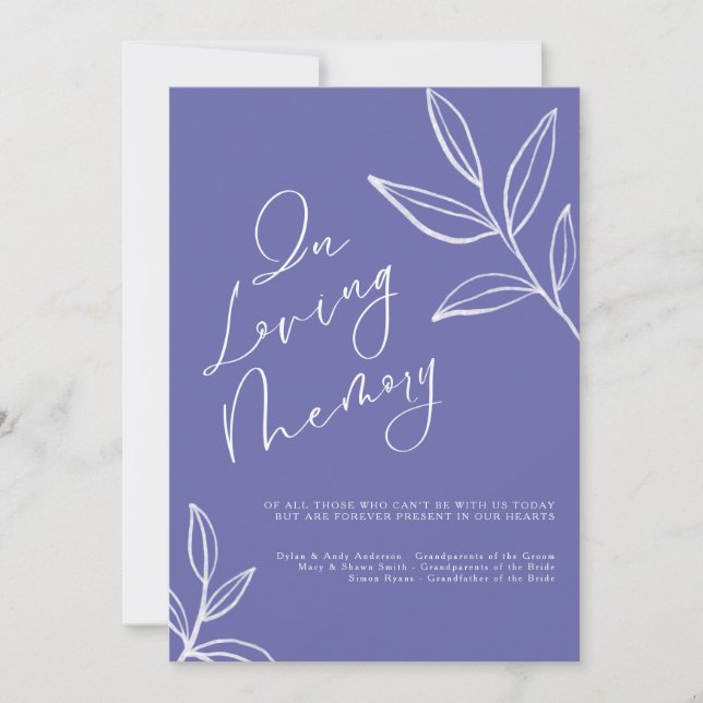 In Loving Memory Of Loved Ones Periwinkle Wedding (Front)