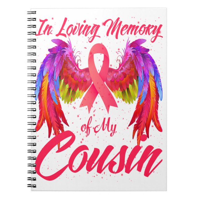 In Loving Memory Of My Cousin Wings Breast Cancer Notebook (Front)