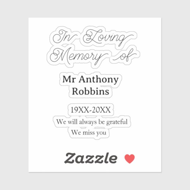 In Loving memory of name funeral memory keepsake (Sheet)