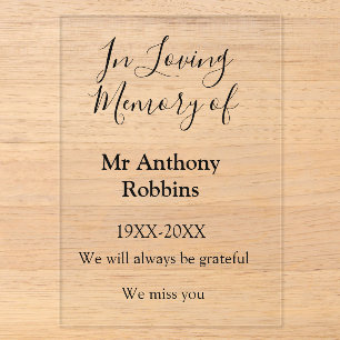 In Loving memory of name funeral memory keepsake Acrylic Invitations