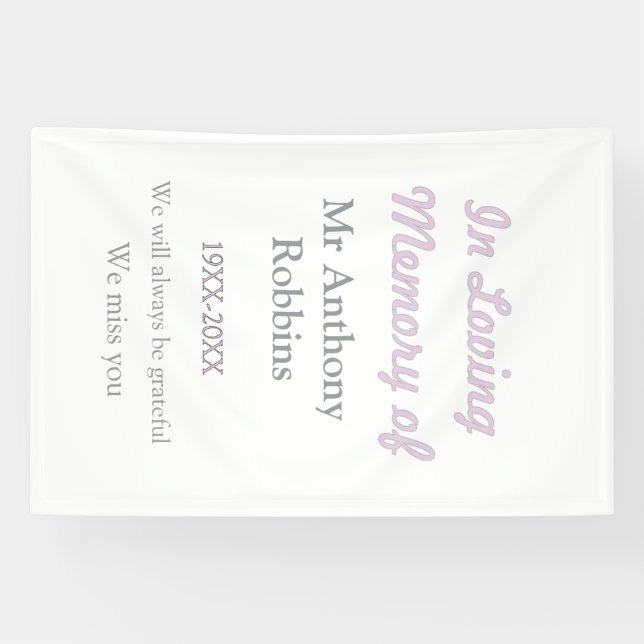 In Loving memory of name funeral memory keepsake Banner (Horizontal)
