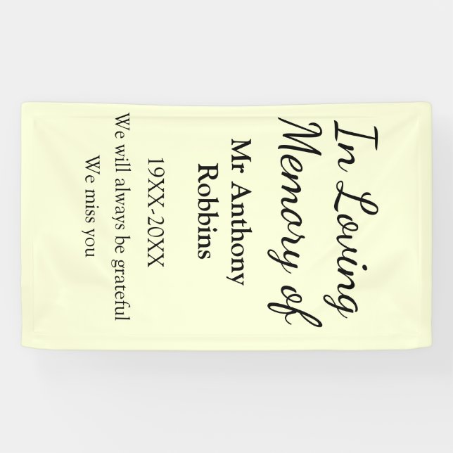 In Loving memory of name funeral memory keepsake Banner (Horizontal)