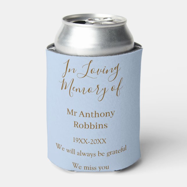 In Loving memory of name funeral memory keepsake Can Cooler (Can Front)