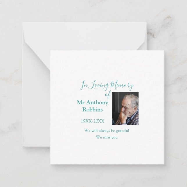 In Loving memory of name funeral memory keepsake Card (Front)