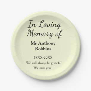 In Loving memory of name funeral memory keepsake Paper Plate