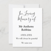 In Loving memory of name funeral memory keepsake