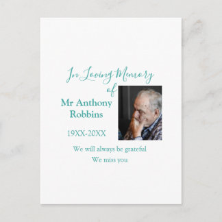 In Loving memory of name funeral memory keepsake Postcard