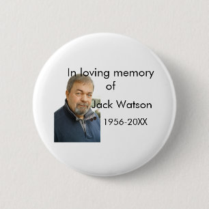 In loving memory of name year photo modern funeral 6 cm round badge