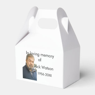 In loving memory of name year photo modern funeral favour box