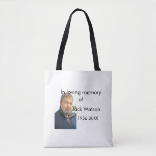 In loving memory of name year photo modern funeral tote bag
